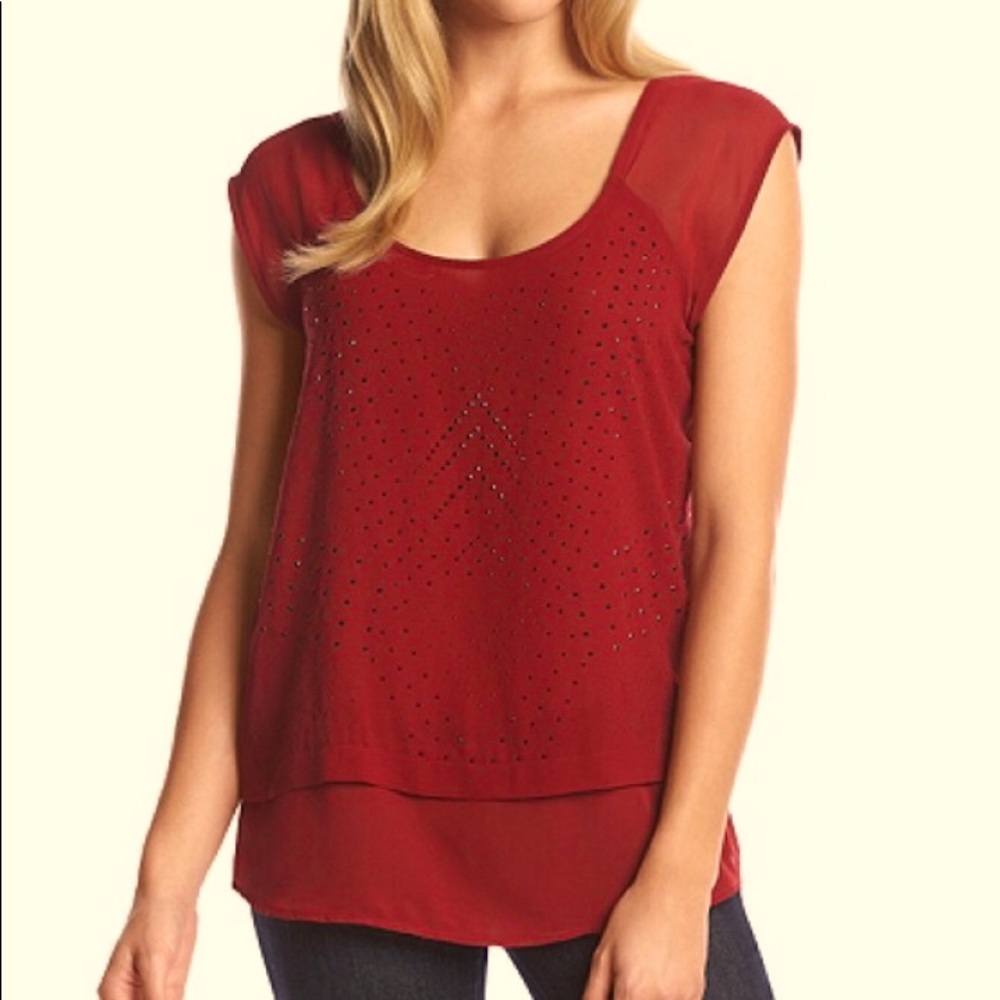 DKNY Studded Sheer Long Blouse Medium
